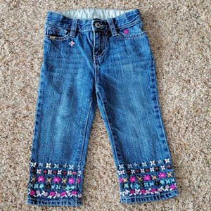 GAP Kids Blue Jeans with Floral Embroidery